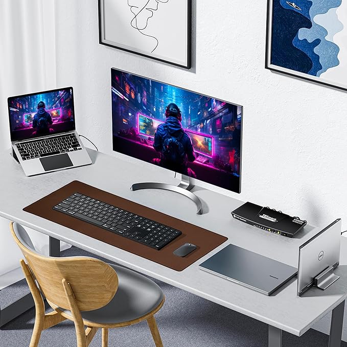 ALOANES Waterproof Mouse Pad with Durable Stitched Edge, Large Gaming Keyboard Pad, Non-Slip Rubber Base Mouse Mat, Extended Desk pad for Gamer, Office & Home, Brown Mousepad 27.6''x11.8''x0.12''