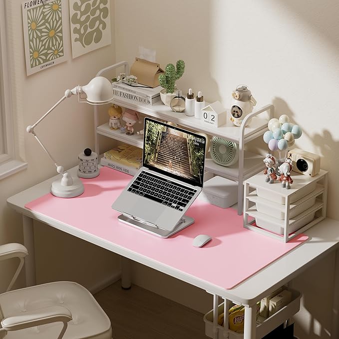 Aothia Large Faux Leather Desk Pad / Mouse Pad — Pink