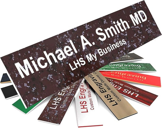 Engraved Name Plates for Door Sign Personalized Cranberry Marble Pattern Plastic Plaque with White Letters - Made in USA 2x6 S5