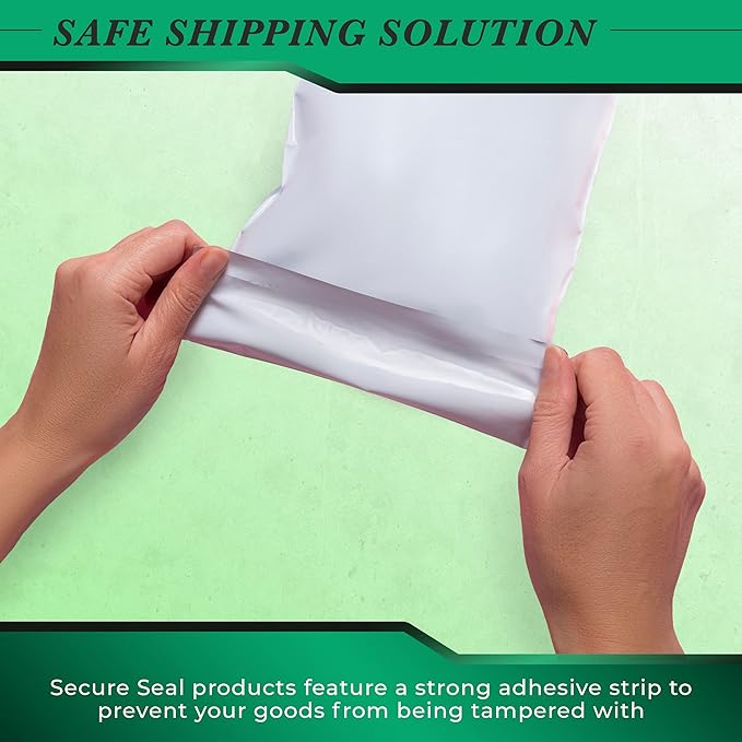 100 Pack Secure Seal White Poly Mailers - 6x9 Safe Shipping Bags - E-Commerce Self Sealing 2 Mil Poly Envelopes