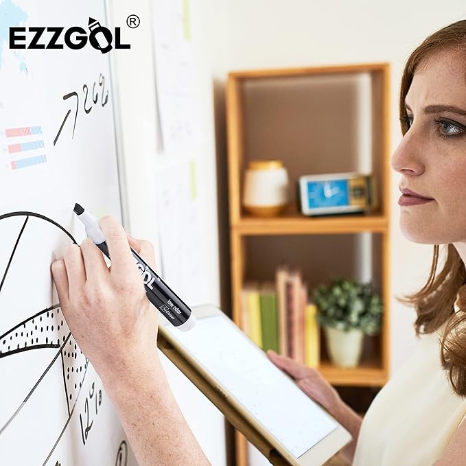 Ezzgol Dry Erase Markers Bulk — Black, Low-Odor, 72 Pack