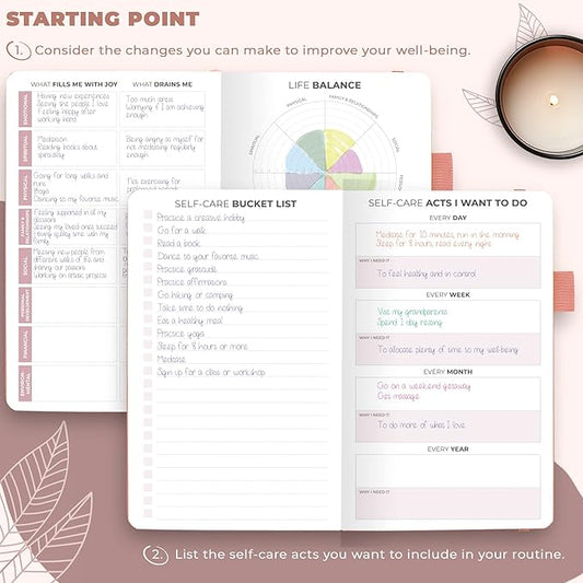 Clever Fox Self-Care Journal Pocket – Daily Reflection Notebook – Mental Health & Personal Development Planner, Meditation & Mood Log (Rose Gold)
