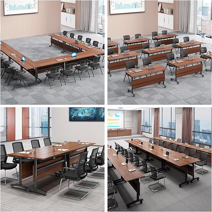 czxhaery Conference Room Table,Flip Top Conference Table The Folding Conference Table with Silent Wheels is Convenient and Fast,Mobile Training Table (4pack 140 * 60 * 75)