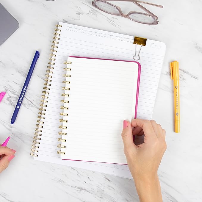 PAPERAGE Lined Spiral Journal Notebook — Yellow, 3 Pack