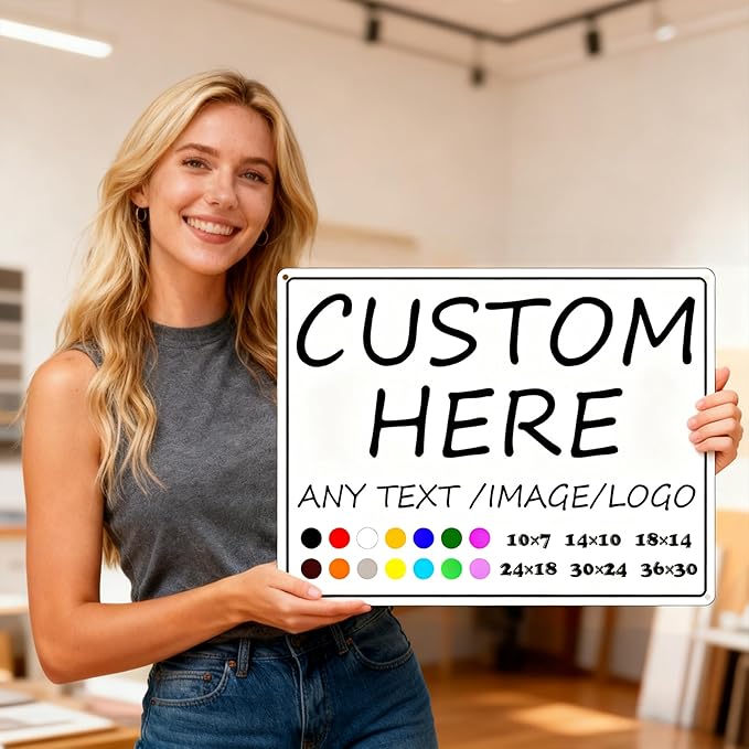 Custom Sign for Business-18×14inches-Indoor/Outdoor use,Weatherproof, 0.04 inches thick quality aluminum,for Street, underground parking
