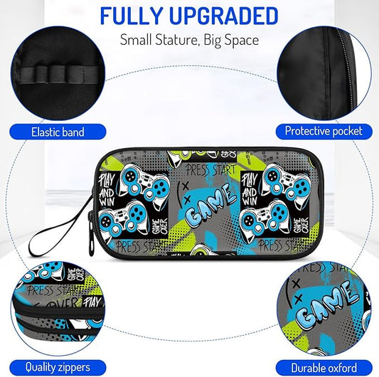 Fitvc Large Pencil Case for Boys,Gamer Boys Pencil Pouch for Kids Teens School,Large Capacity Pen Box Marker Organizer for School