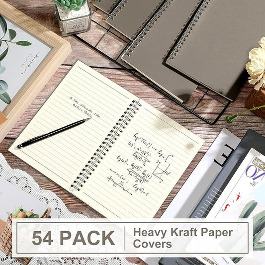 Yahenda 54 Pcs Spiral Notebook Bulk A5 Journal Lined 8.3'' x 5.5'' Writing Composition Paper Small Notepad Subject Notebook for Students Office Business Back to School Supplies (Dark Gray)