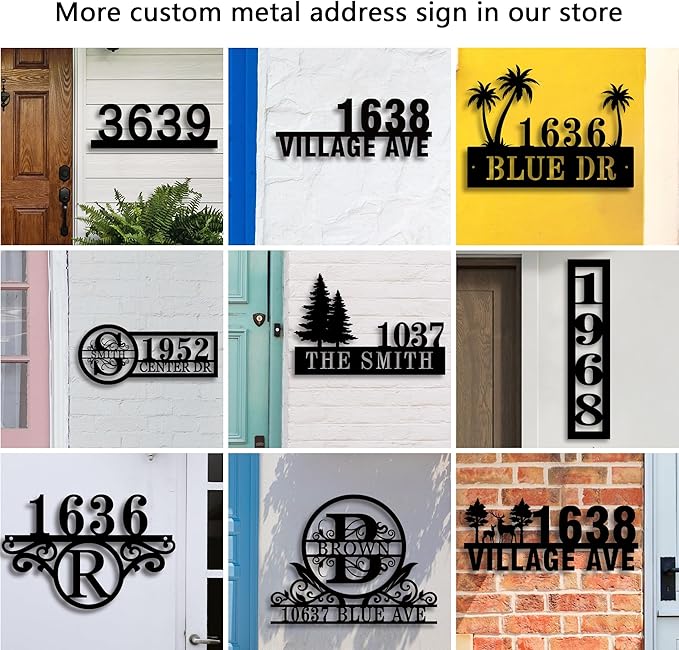 Personalized Pine Trees House Number Metal Sign Custom Address Metal Signs with Family Name