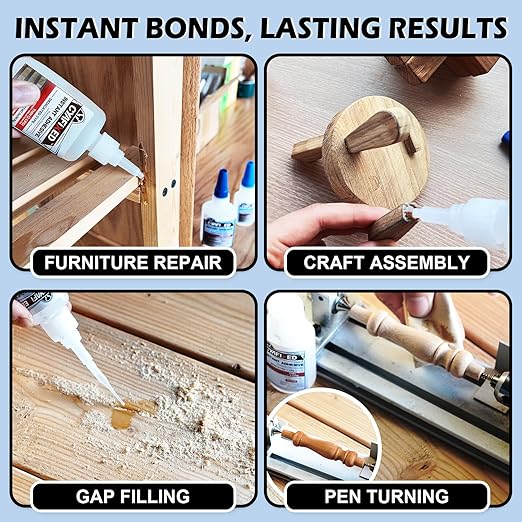CYAFIXED Professional Grade Cyanoacrylate Super Glue, Super Thin Viscosity CA Glue for Woodworking, 4 oz. Value Pack - Instant Adhesive for Woodturning, Pen Turning, Finish & Hobby