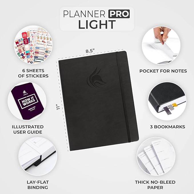 Clever Fox Planner PRO Light (Black, 8.5x11)