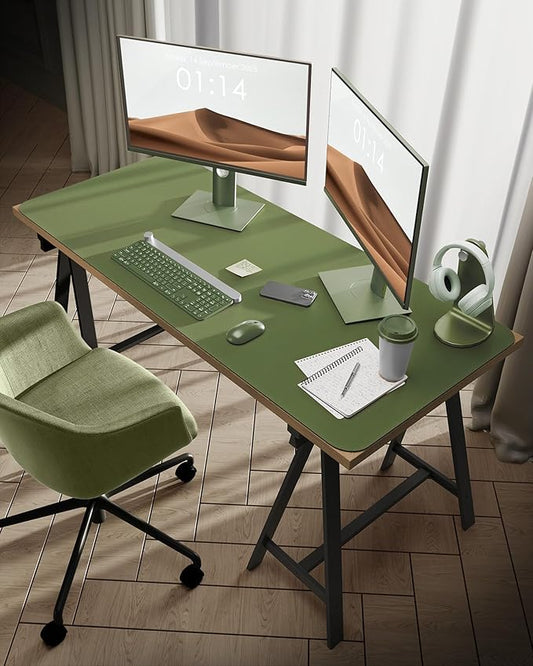 YSAGi Leather Desk Protector, Office Mat, Large Mouse Mat, Non-Slip PU Leather Blotter, Laptop Desk, Waterproof Writing Pad for Office and Home (Green, 47.2" x 23.6")