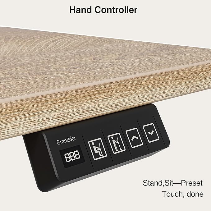 Grandder 47 Inch Electric Standing Desk with Four Drawers, Sit to Stand Up, Height Adjustable Desk with Storage Shelf for Home Office, Study, Ergonomic Adjustable Computer Desk, Oak