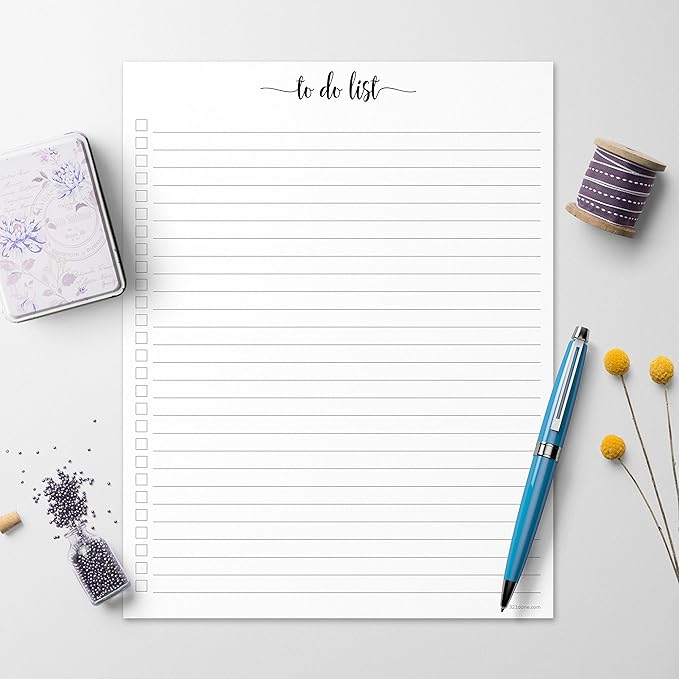 321Done To Do List Notepad - 50 Sheets (8.5" x 11") To-Do's Notepad Tear Off, Planning Memo Pad, Planner Checklist Organizing - Made in USA - Simple Script - Wide-Ruled