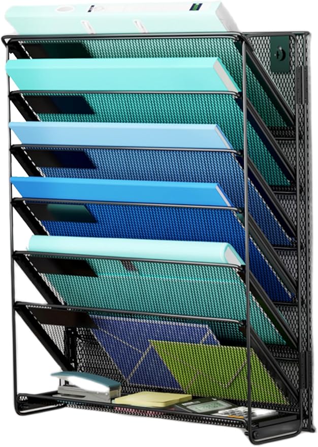 Kuntine.B Wall File Organizer — 7-Tier, Black