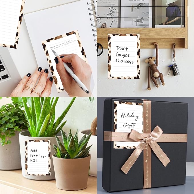 SXboxing Sticky Notes 4X6 Inches, 2 Pack Large Cute Self-Stick Pads, Bright Funny Memo Pads Easy to Stick for Home, Office White Gold Leopard