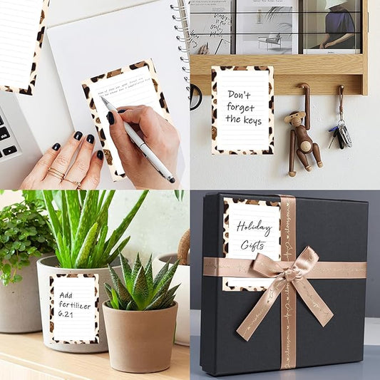 SXboxing Sticky Notes 4X6 Inches, 2 Pack Large Cute Self-Stick Pads, Bright Funny Memo Pads Easy to Stick for Home, Office White Gold Leopard