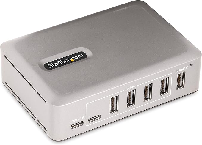 StarTech.com 7-Port USB-C Hub - 5X USB-A/2x USB-C - Self-Powered w/65W Power Supply - USB 3.1 10Gbps - Desktop/Laptop USB Hub w/3ft USB-IF Certified Locking Cable - USB C Splitter, TAA