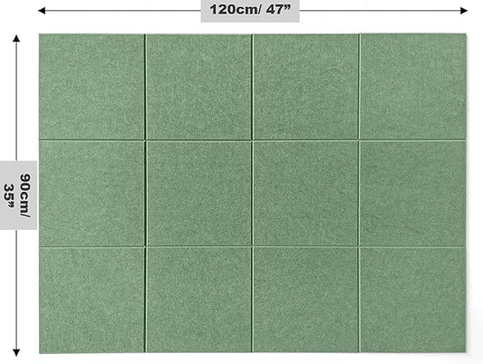 DECORITA Green Bulletin Board | Large Cork Boards Alternative for Walls | Felt Cork Board for Office, Home & Classroom | Green Office Classroom Supplies | Felt Wall Tiles (12-Pack) | Forest Green