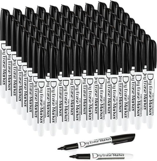 Volcanics Black Dry Erase Markers — Fine Tip, Low-Odor, 80 Count