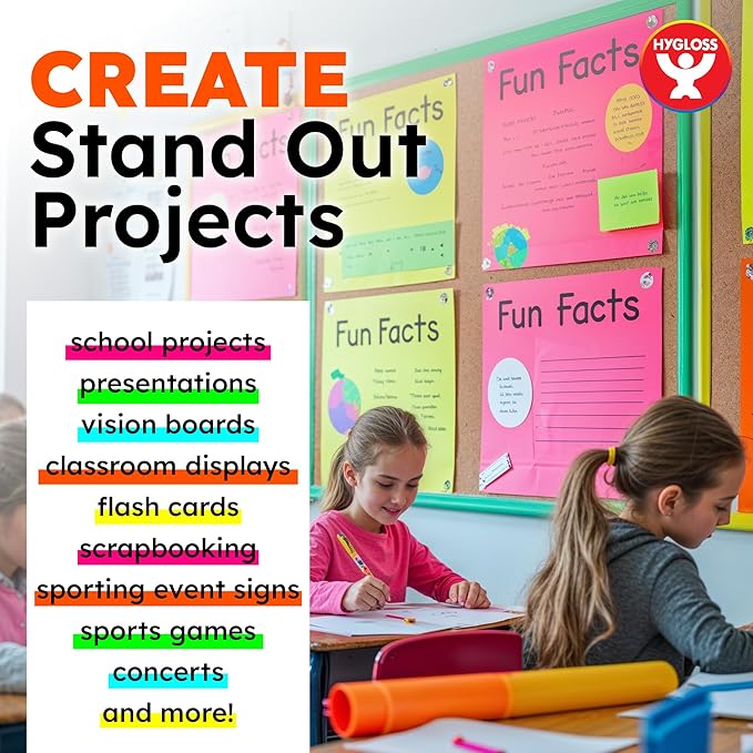 Hygloss Large Poster Board 22x28 - 25 Neon Red-Orange Single Color Poster Boards Bulk Pack - 10 Pt. Thickness Colored Poster Board Paper for Projects, Signs, Displays - Posterboard Multipack 22" x 28"