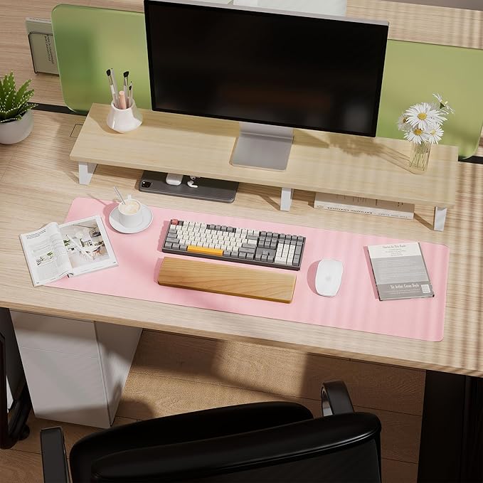 Aothia Large Faux Leather Desk Pad / Mouse Pad — Pink