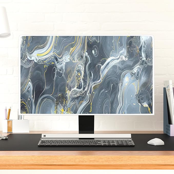 Baocicco Gray Gold Marble Waterproof 40, 41, 42，43 Inch TV Dust Cover Anti-Static Dustproof Protective Aesthetic Texture Screen TV Covers Full Body Cover for Television Screen Desktop PC LED LCD OLED