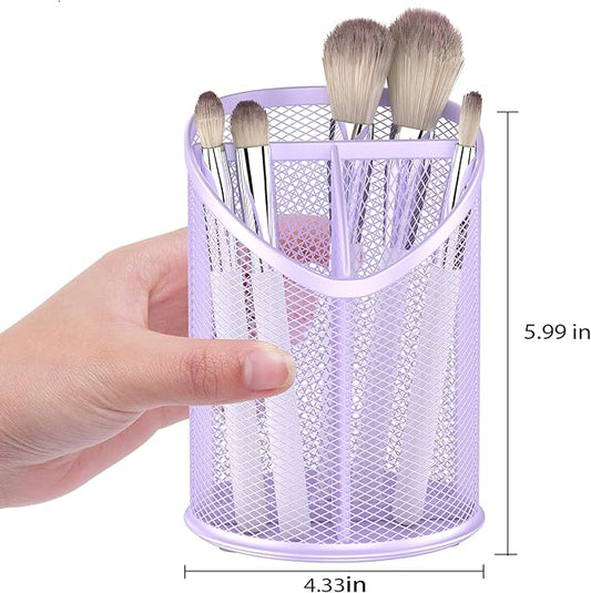 Delifox Mesh Round Pen & Pencil Holder — 2 Pack, Purple
