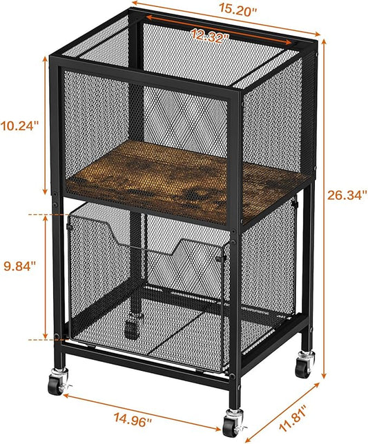 Tiaoheka Rolling File Cart, Mobile File Cabinet with Wheels Hanging Files, Hanging File Organizer Fit Letter/Legal Size Beside Under Desk for Office, Home（Patent Pending）