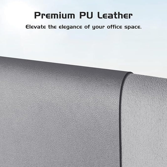 Aothia Leather Desk Pad Protector, Office Desk Mat, Large Mouse Pad, Laptop Desk Pad, Non-Slip PU Leather Desk Blotter, Waterproof Desk Writing Pad for Office and Home (Light Grey, 55" x 17")