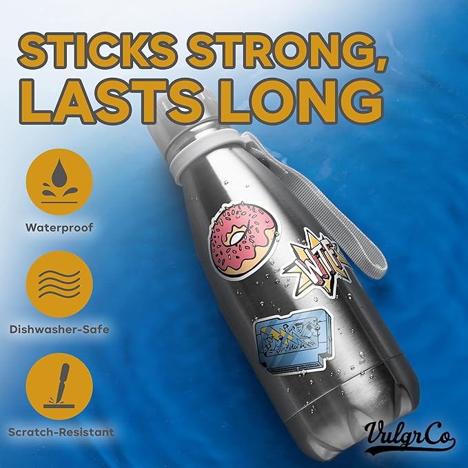 VulgrCo Custom Stickers, Image or Text- Vinyl Custom Labels Stickers Personalized - Waterproof, Dishwasher Safe, Fade Resistant, UV Protected Business Labels