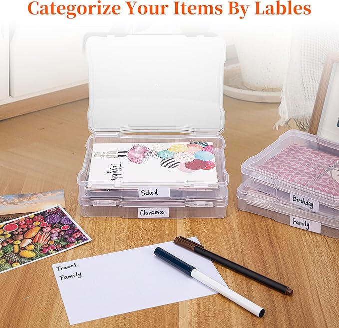 Joelver Maker 5" x 7" Photo Storage Box - 6 Inner Acid-Free Photo Cases, Seed & Craft Organizer for Cards, Pictures, Stamps & Office Supplies (Clear)