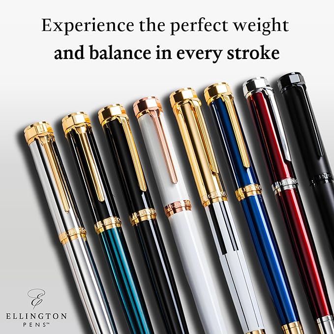 Ellington Pens Luxury Fountain Pen Set - Smooth Fine Nib- Includes 3 Ink Cartridges, Refillable Ink Converter, Gift Box- Fountain Pens For Writing, Calligraphy, Journaling, Sketching (Master Chopin)