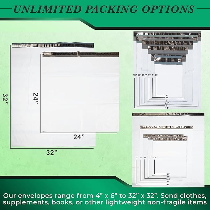 1000 Pack Secure Seal White Poly Mailers Shipping Bags - Safe Shipping with 6x9 Mailers Poly Bags - E-Commerce Poly Bags for Shipping - Self Sealing 2 Mil Poly Shipping Envelopes