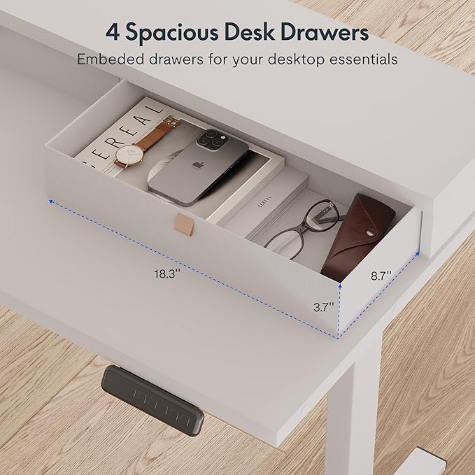 FLEXISPOT 63" L Shaped Standing Desk with Shelf Electric Corner... (White, 63x..