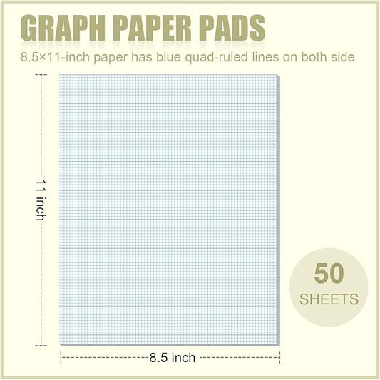 Ctosree 3 Pcs 8.5 x 11 Quadrille Pads 10 Squares Per Graph Paper Pad Back to School Engineer Grid Paper Pad for School Supplies 50 Sheets/Pack