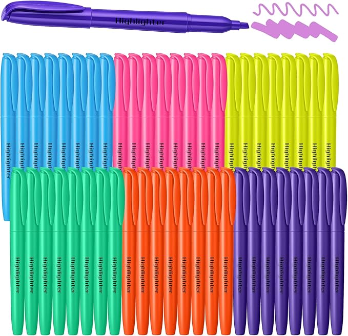 Meyeyaia highlighters bulk pack — chisel-tip fluorescent markers in 6 assorted colors, 150 total