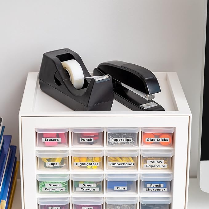 IRIS USA Small Drawer Organizer Storage, 16-Drawer Craft Cabinet for Screws Hardware Art Supplies Small Parts Nuts Bolts Nails Tool Container, Drink Packet and Water Flavor Packet Organizer, White