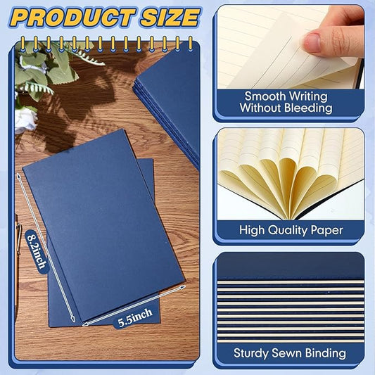 Mimorou 100 Pcs Journals Notebooks Bulk - Kraft Softcover A5 Small Notebooks 5.5 Inch x 8.3 Inch Notepads with 60 Page 30 Sheet for Writing Sketch Travel Office Supplies(Navy Blue,Lined)