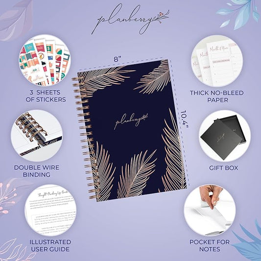 PLANBERRY Large Hourly Schedule Planner Premium – Undated Organizer for Productivity, Time Management & Budget, 8x10.4″ (Royal Blue)