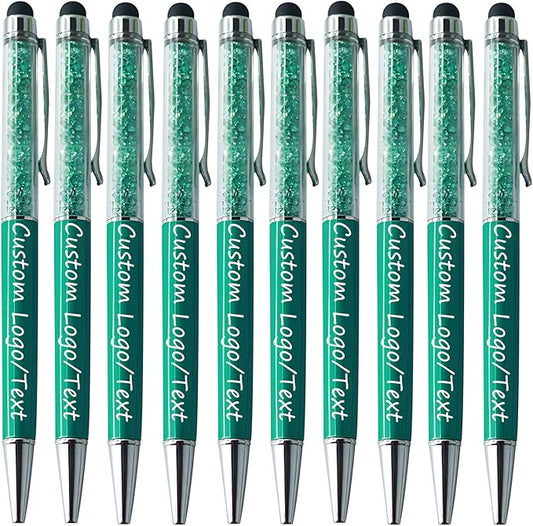 Yucold Customized Pens with Name/Logo - Touch Screen Stylus Ballpoint Pen, Perfect for Weddings, Business & Personalized Gifts (Peacock Green,30)