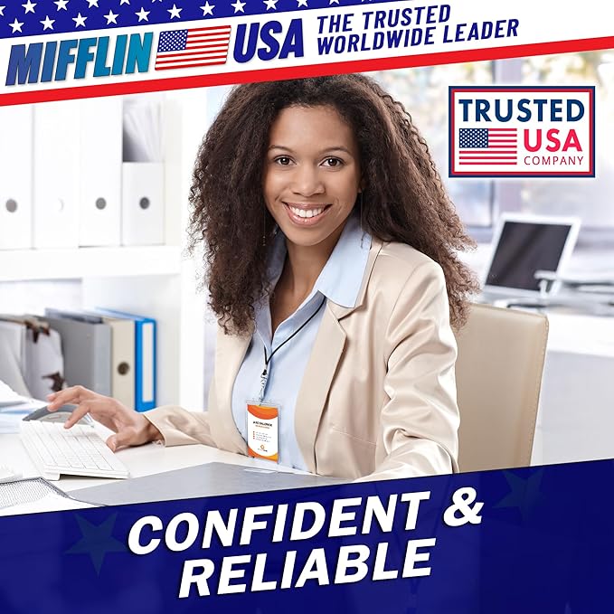 Mifflin-USA Large (L) Vertical ID Badge Holders (Clear, 3x4 inch, 1000 Pack), Plastic Nametag Covers with Zipper, Name Tag Holder