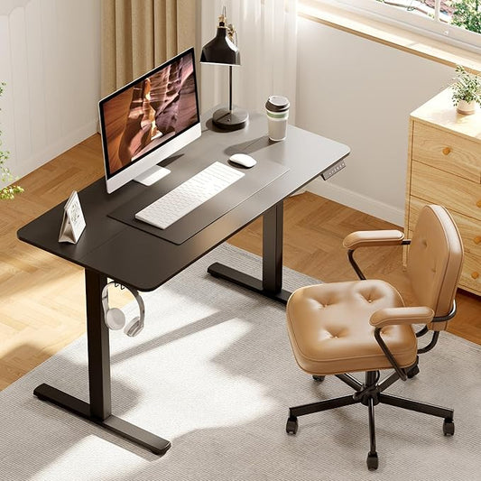 FitStand Adjustable Standing Desk, 47x24 Inches Home Office Desk with Memory Preset, Home Office Desk Computer Workstation Splice Black Top + Black Frame