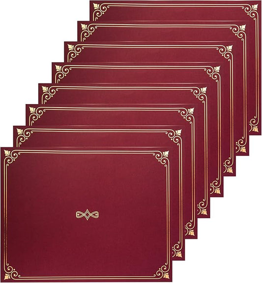 Certificate Holders, 25-Pack Certificate Covers for Letter Size 8.5 x 11 Inch Paper, Certificate Folders, Red, 9 x 11.5 Inches