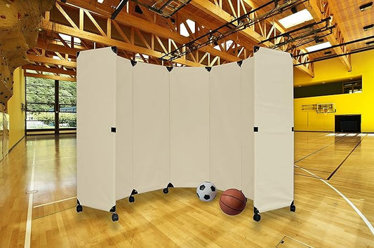 Versare MP10 Portable Folding Wall Partition | Economical 5 Panel Design | Portable Room Divider On Wheels | Adjustable, Freestanding Setup | Multiple Widths