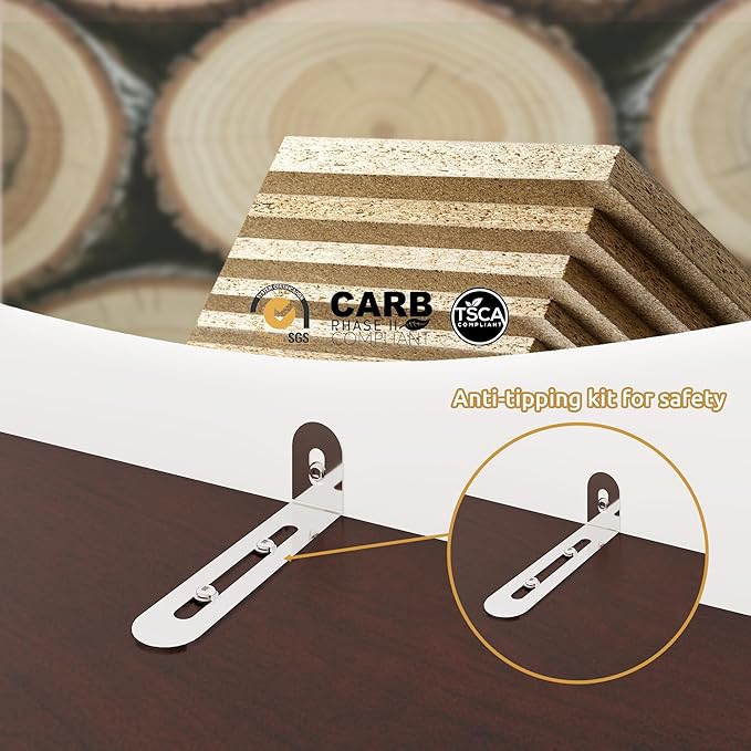 blini 3-Shelf Bookcase Wooden Bookshelves 33in Wide Floor Standing Display Storage Shelves Mahogany Bookcase for Home Office, Living Room, Bed Room
