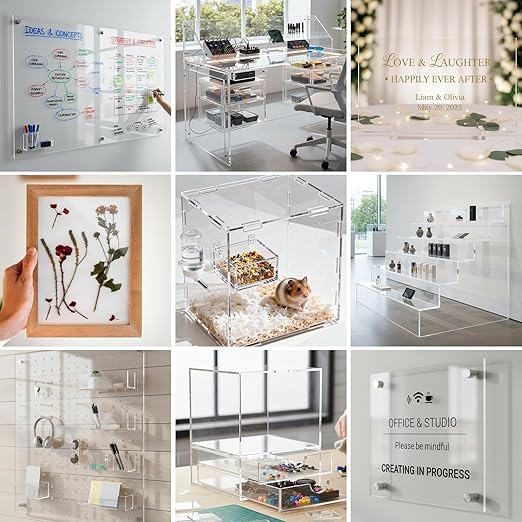 CALPALMY (2-Pack) 24 x 36 Clear Acrylic Sheet Plexiglass 1/4” Thick; Use for Craft Projects, Signs, Display Cases, Sneeze Guard and More; Cut with Cricut, Engraver, Power Saw or Hand Tools