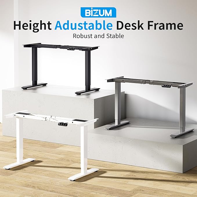 Dual Motor Electric Standing Desk Frame with Memory Controller, Computer Memory Desk Adjustable Table Legs Up to 47.2" for Home and Office, Black
