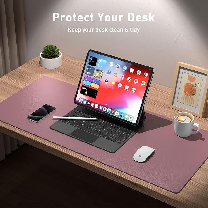 Aothia PU Leather Desk Pad Protector — 23.6" × 13.7", Office Size