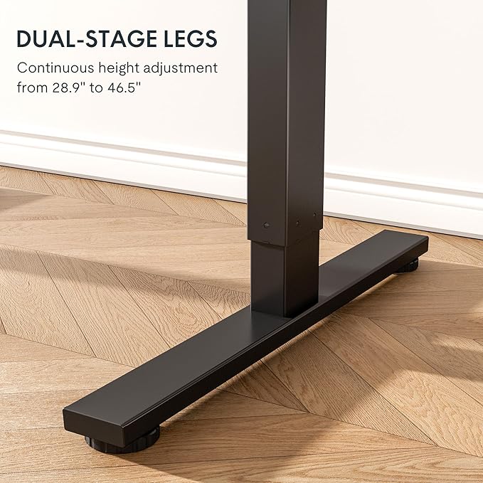 FLEXISPOT EN1 One-Piece Standing Desk, 40"x24" Seamless Desktop Electric Height Adjustable Desk for Home Office, Multi-Monitor Setups & Easy Assembly, Black (Black Frame)