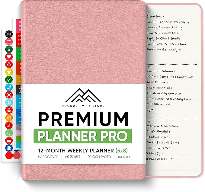 Productivity Store Pro Undated Planner — A5, Pink